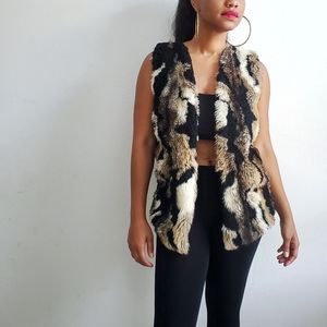 Black & Brown Faux Fur Vest